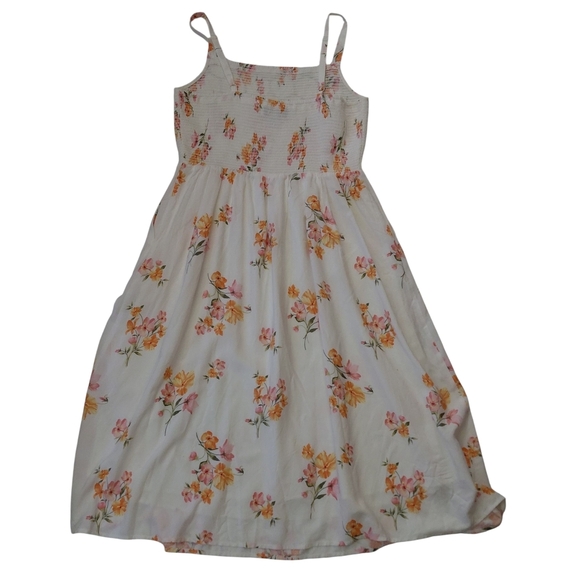 Old Navy Floral Midi Dress - Cream and Orange - Picture 3 of 6